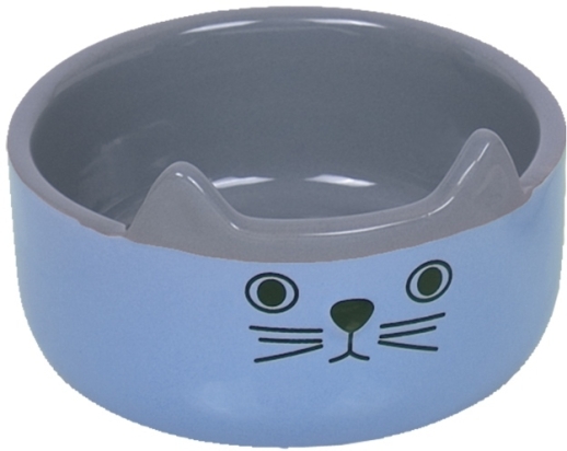 Nobby CAT FACE keramická miska pro kočky modro-šedá 13x4,5cm/0,16l