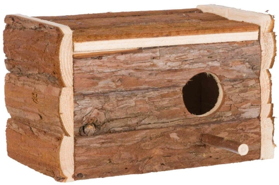 Hnízdící budka z přírodního dřeva pro andulky 21x13x12 cm