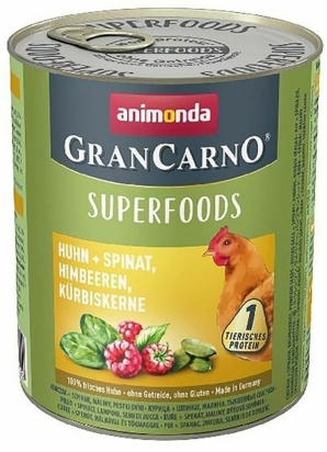 GRANCARNO Superfoods kuře,špenát,maliny,dýňová semínka 800 g pro psy