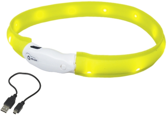 Nobby LED plochý svítící obojek pro psy žlutý L 70cm
