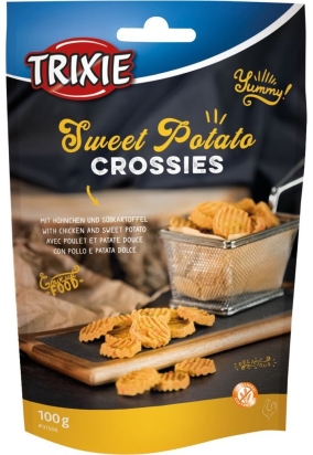 Sweet Potatoe Crossies, bramborové penízky s kuřetem,  100g