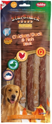 Nobby StarSnack BBQ Chicken, Duck, Fish Stick pamlsky 200g