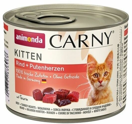 ANIMONDA konzerva CARNY Kitten - hovězí + krůtí srdce 200g