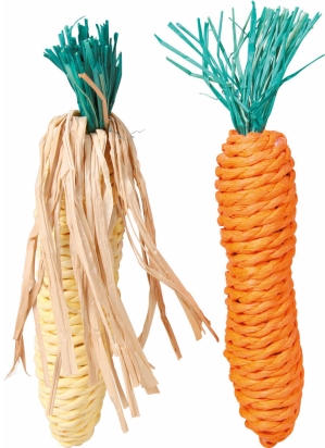 Sisalová mrkvička a kukuřice pro hlodavce 15 cm (2 ks)