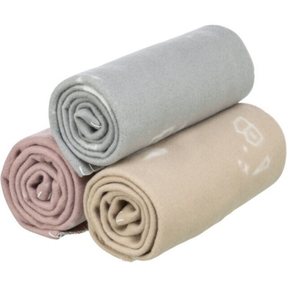 Vánoční fleecová deka LILJA, mix barev (béžová, šedá, starorůžová), 150 x 100 cm