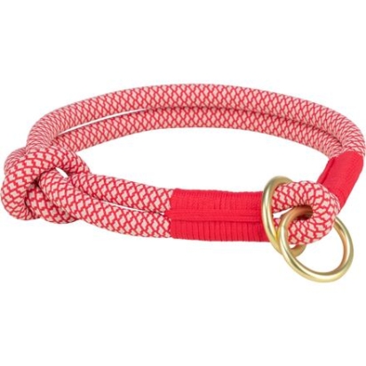 Soft Rope kulatý polostahovací obojek, L-XL: 55 cm/ 10 mm, červená/krémová