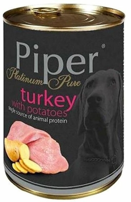 PIPER PLATINUM PURE krůta s bramborami, konzerva pro psy, 400 g