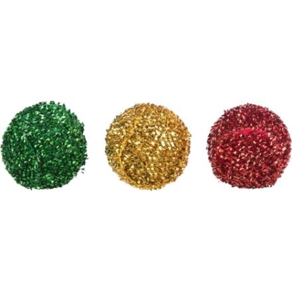 Xmas balls - vánoční chrastící míčky 3ks, 4 cm, plast/polyester