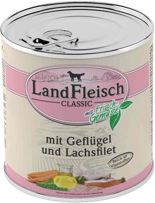 Landfleisch Dog Classic drůběží s lososem 800g