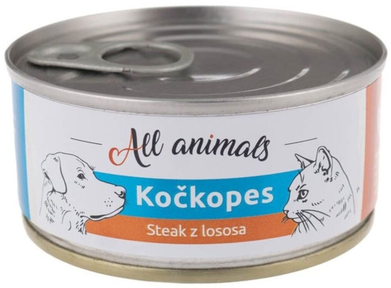 ALL ANIMALS konzerva KOČKOPES steak z lososa, 100g