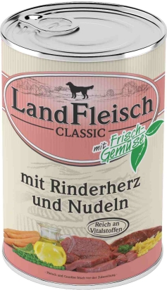 Landfleisch Dog Classic hovězí srdce s těstovinou 400g