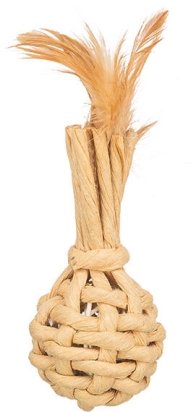 Baňka XXL z papírové příze, 15 cm, s rolničkou a peřím