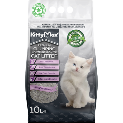 KITTYMAX hrudkující, bezprašný bílý bentonit LAVENDER  10 l