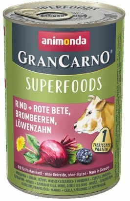 GRANCARNO Superfoods hovězí,čv.řepa,ostružiny,pampeliška 400 g pro psy