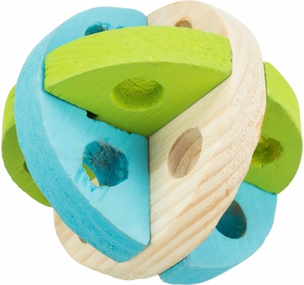 Dřevěný barevný míček na hraní a pamlsky 8 cm