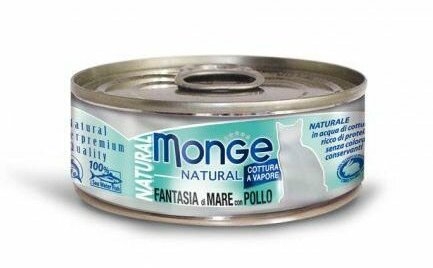 MONGE NATURAL mořské plody s kuřecím masem pro kočky 80 g