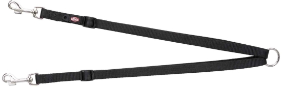 Nylonová rozdvojka - pásky s karabinami 40-70 cm/15 mm,  - černá