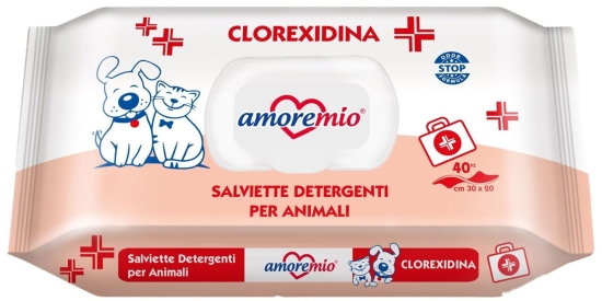 AMOREMIO vlhčené hygienické ubrousky s chlorexidinem, 40 ks