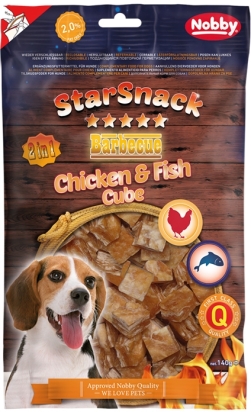 Nobby StarSnack BBQ Chicken, Fish Cube pamlsky 140g