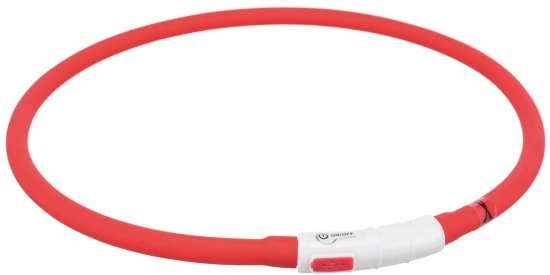 Flash USB svítící obojek XS-XL 70 cm / 10 mm,  - červená (RP 2,10 Kč)