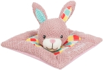 JUNIOR snuggler - plyšový mazlíček, čtverec s králičí hlavou 13 x 13 cm