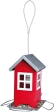 Zahradní krmítko kovové, barevný domeček 19x20x19 cm,  - červený/stříbrná střecha