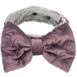 Vánoční obojek s mašlí, samet/plyš, lila/zelená, M-L: 40-55 cm/ 40 mm