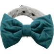 Vánoční obojek s mašlí, samet/plyš, lila/zelená, M-L: 40-55 cm/ 40 mm
