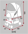 Kočárek pro psy BUGGY, rychlosklápěcí, 47 x 100 x 80cm, nosnost do 15 kg, šedá