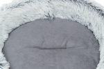 Pohovka HARVEY kulatá, ø 46 × 28 cm, vysoký vlas, dřevěné nožky, šedá