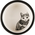 Keramická miska Zentangle pro kočky 0,3l/12 cm bílo/černá