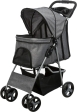 Kočárek pro psy BUGGY, rychlosklápěcí, 47 x 100 x 80cm, nosnost do 15 kg, šedá