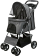 Kočárek pro psy BUGGY, rychlosklápěcí, 47 x 100 x 80cm, nosnost do 15 kg, šedá