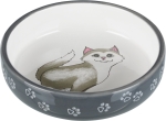 Keramická miska pro kočky s krátkým nosem 0,3l/15cm šedo/bílá