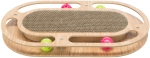 Škrábací karton v dřevěném rámu, s catnipem a hračkami, 45x4x25cm