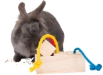 Hra pro králíky - dřevěná kostka na pamlsky 16x6x7 cm