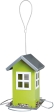 Zahradní krmítko kovové, barevný domeček 19x20x19 cm,  - zelený/stříbrná střecha