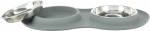 Set nízkých nerez misek v silikonovém prostírání, 2 × 0.3 l/ø 16 cm/47 × 3 × 26 cm, šedá