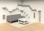 Lezecký set na stěnu 1, 2 x sisal sloupek, 35 x 150 x 25 cm, bílá/šedá