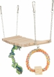Závěsný  žebřík s hračkou a lanem, pro křečky,  dřevo/lano, 30 x 17 x 9 cm