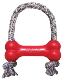 Kong Goodie Bone Medium gumová kost s lanem 14cm