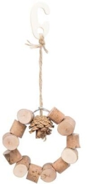Závěsná okusovací houpačka pro papoušky,  borové dřevo, 11 cm