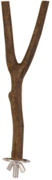 Dřevěné bidýlko Y s kovovým úchytem do klece 20cm/15mm