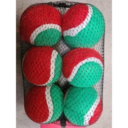Balení - tenisový míč 6,5 cm červeno/zelený HIPHOP DOG (6 ks v bal)