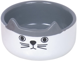 Nobby CAT FACE keramická miska pro kočky bílo-šedá 13x4,5cm/0,16l