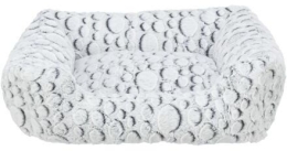 MILA plyšový čtvercový pelech s okrajem, 50 x 40 cm, bílá/šedá