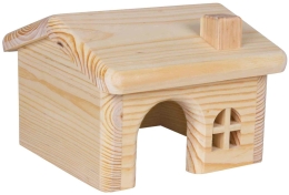 Dř. domek se sedlovou střechou pro myši a křečky 15x11x15cm