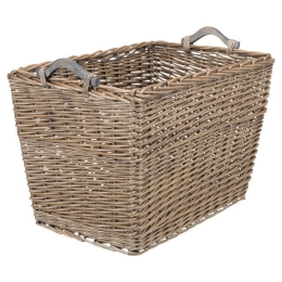 Proutěný koš se dvěma madly, 60 x 40 x 40 cm, hnědá