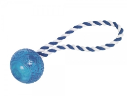 Nobby hračka pro psy TRP míč s lanem modrá 7cm