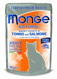 MONGE NATURAL kapsička tuňák v želé s lososem pro kočky 80 g